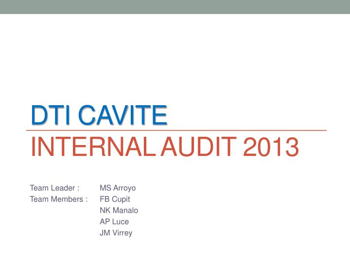 dti cavite internal audit 2013