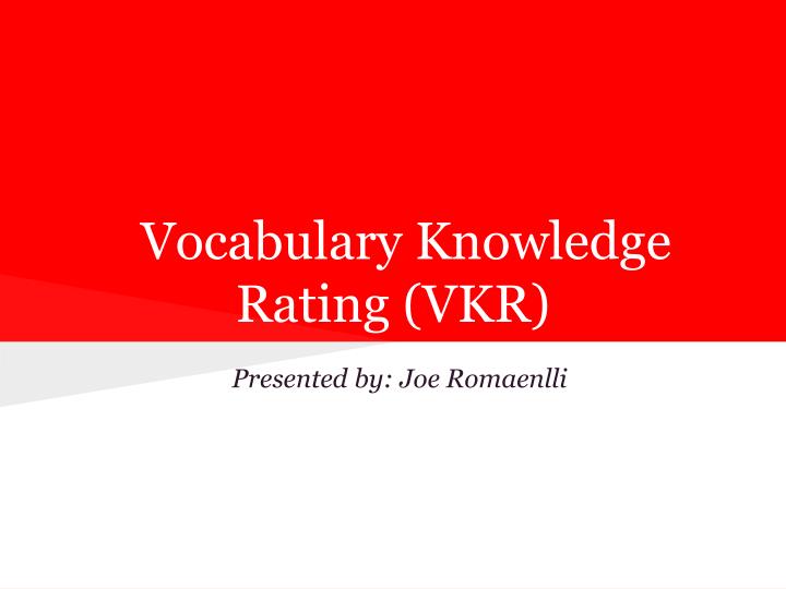 vocabulary knowledge rating vkr