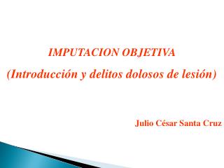 IMPUTACION OBJETIVA (Introducción y delitos dolosos de lesión) Julio César Santa Cruz