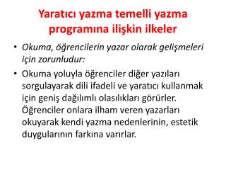 yarat c yazma temelli yazma program na ili kin ilkeler