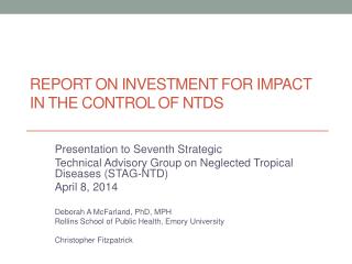 Report on Investment for Impact in the Control of NTDs