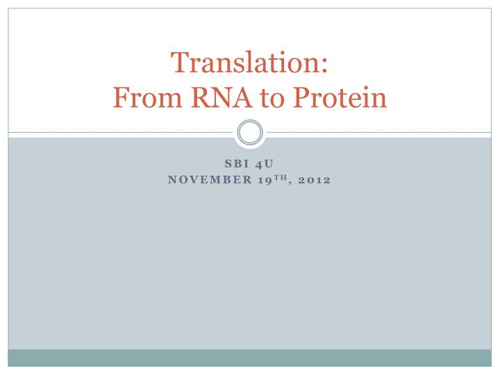 translation from rna to protein