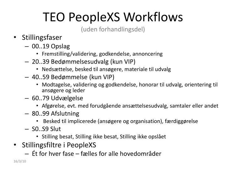 teo peoplexs workflows uden forhandlingsdel