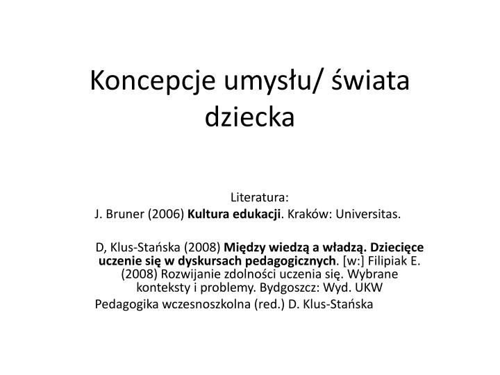 koncepcje umys u wiata dziecka