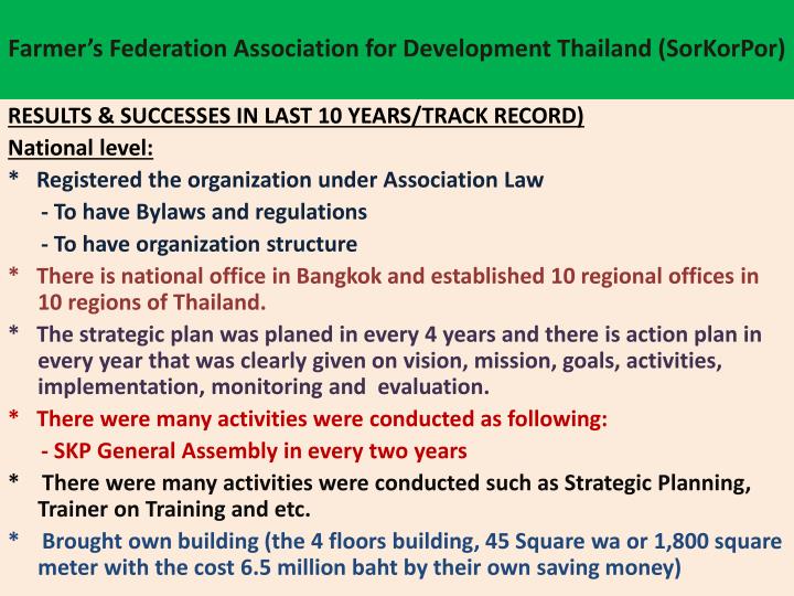 farmer s federation association for development thailand sorkorpor