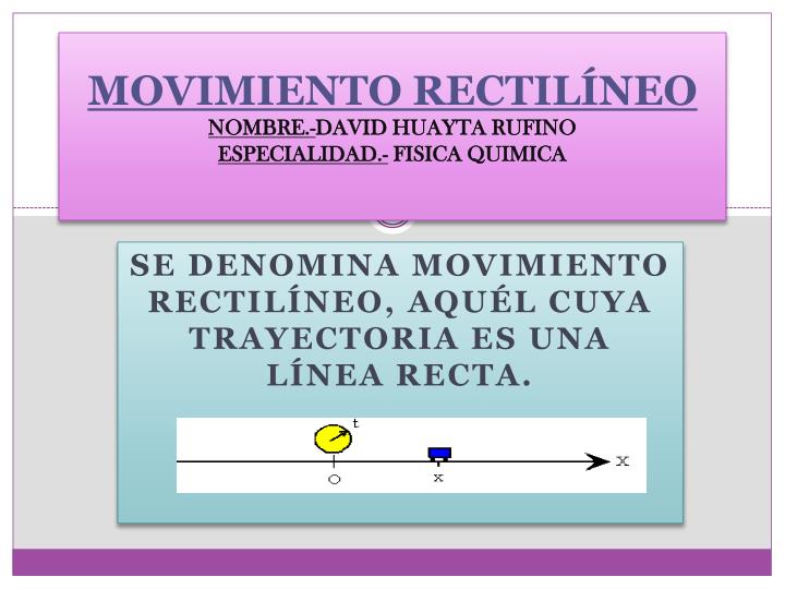 movimiento rectil neo nombre david huayta rufino especialidad fisica quimica