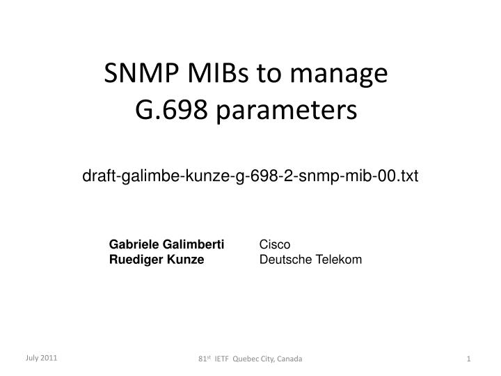 snmp mibs to manage g 698 parameters
