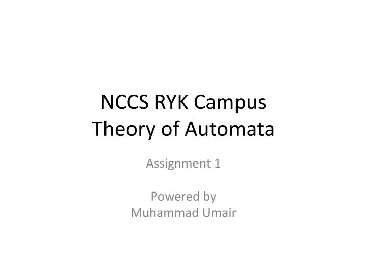 nccs ryk campus theory of automata