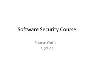 Software Security Course