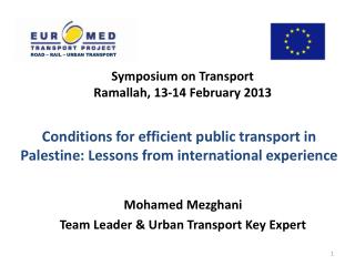 Symposium on Transport Ramallah, 13-14 February 2013