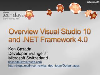 Overview Visual Studio 10 and .NET Framework 4.0