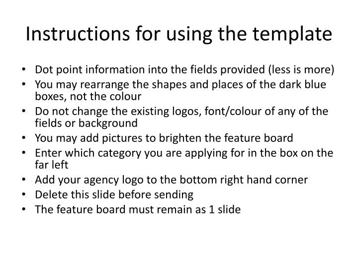 instructions for using the template