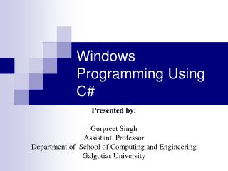 Windows Programming Using C#