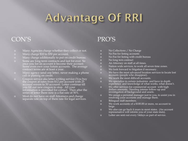 advantage of rri
