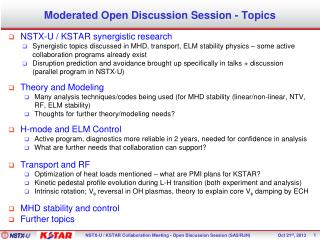 Moderated Open Discussion Session - Topics