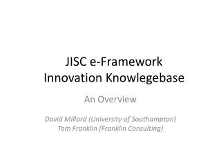 JISC e-Framework Innovation Knowlegebase