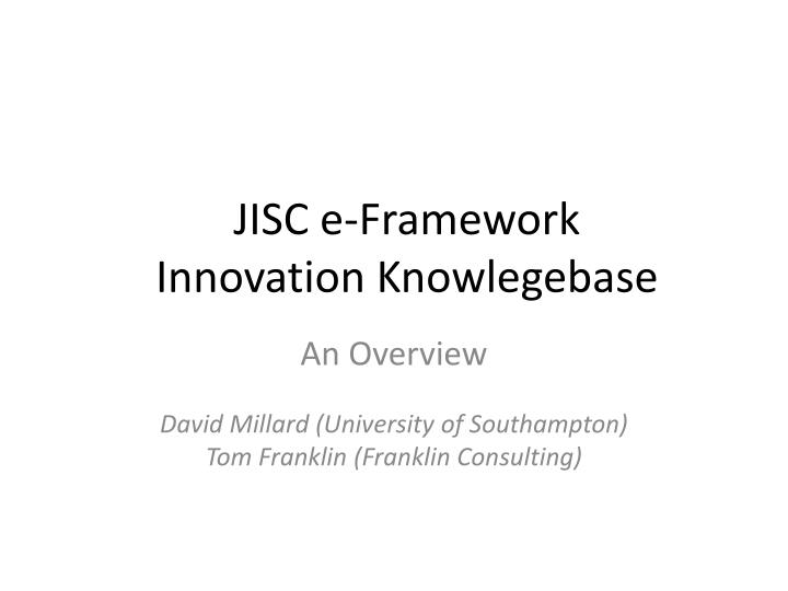 jisc e framework innovation knowlegebase
