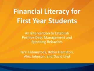 Financial Literacy for First Year Students