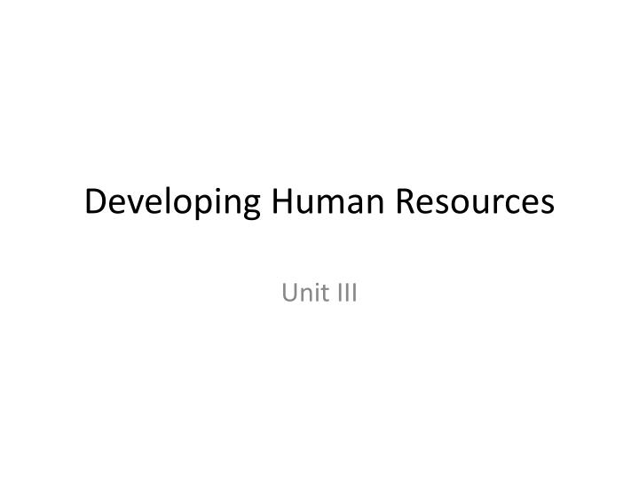 developing human resources