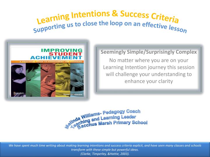learning intentions success criteria supporting us to close the loop on an effective lesson