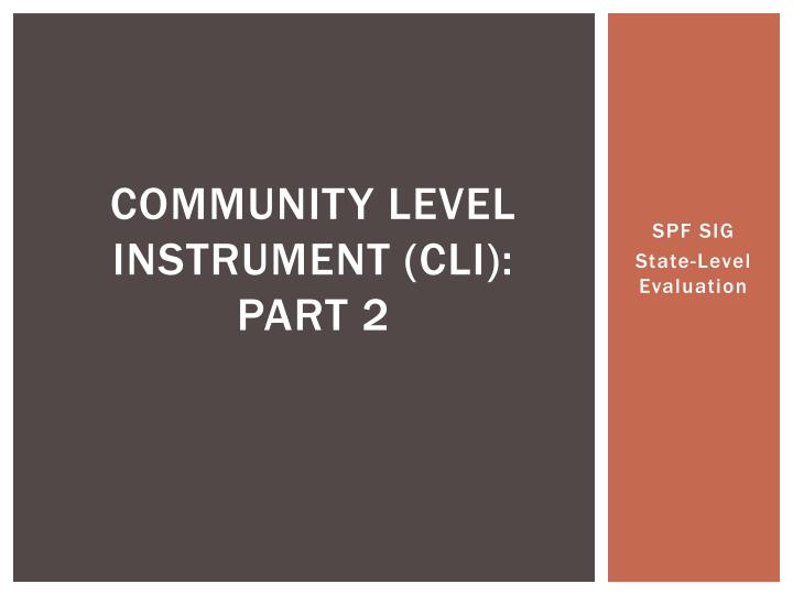 community level instrument cli part 2