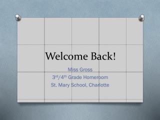 Welcome Back!