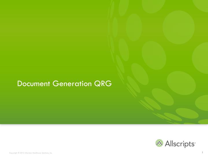 document generation qrg