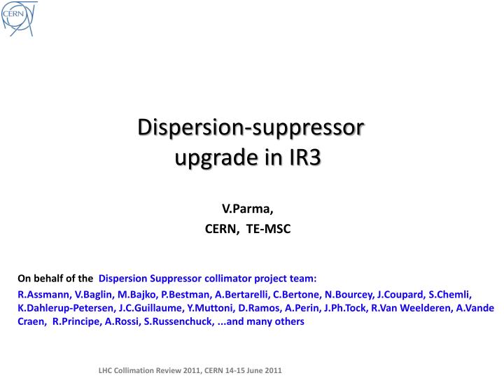 dispersion suppressor upgrade in ir3