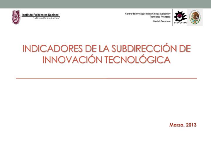 indicadores de la subdirecci n de innovaci n tecnol gica