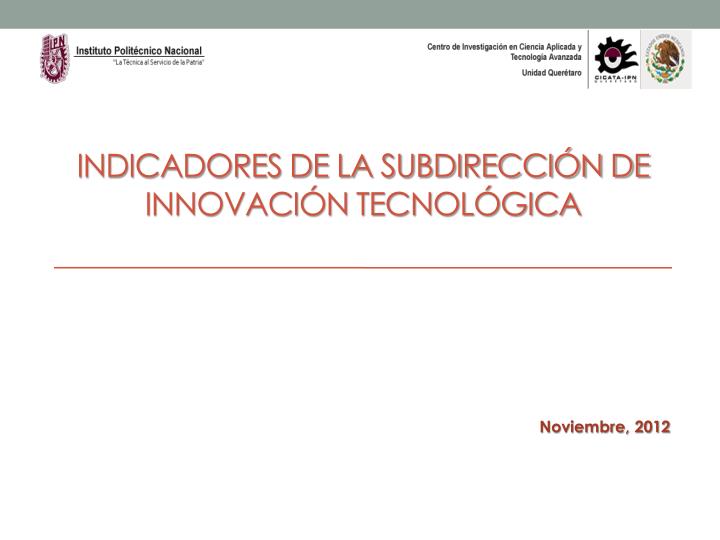 indicadores de la subdirecci n de innovaci n tecnol gica