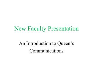 New Faculty Presentation