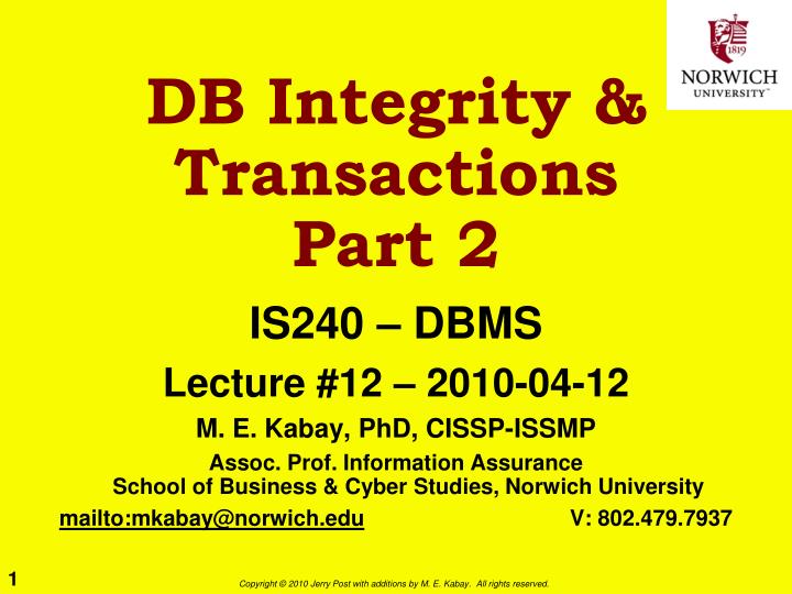 db integrity transactions part 2