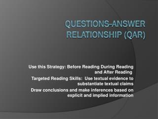 questions answer relationship qar
