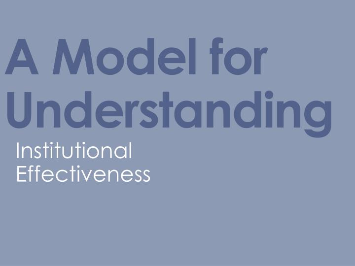 a model for understanding