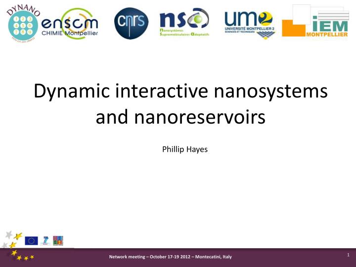 dynamic interactive nanosystems and nanoreservoirs