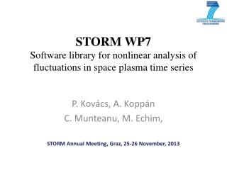 STORM WP7 Software library for nonlinear analysis of fluctuations in space plasma time series