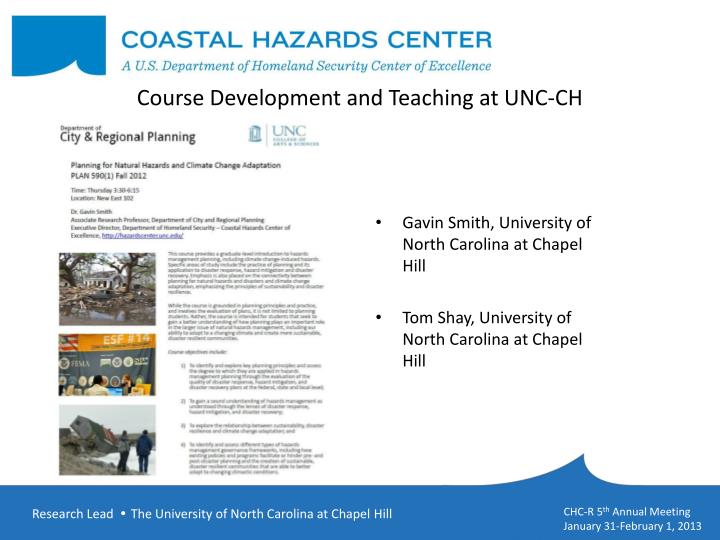 course development and teaching at unc ch