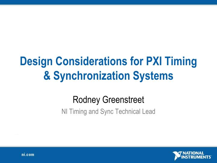 design considerations for pxi timing synchronization systems