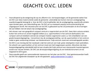 geachte o v c leden