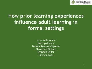 How prior learning experiences influence adult learning in formal settings