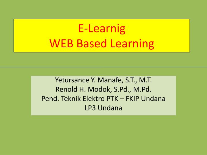 e learnig web based learning