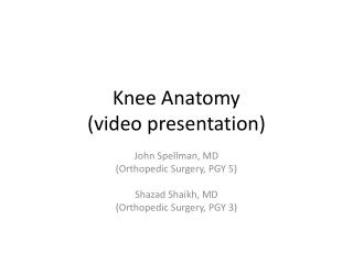 Knee Anatomy ( video presentation)