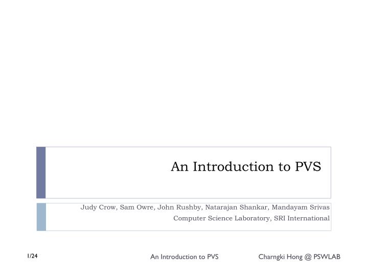 an introduction to pvs