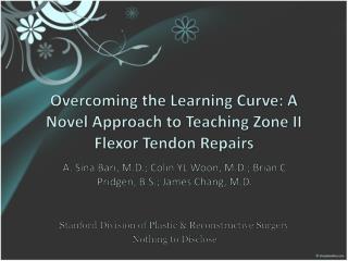 Overcoming the Learning Curve: A Novel Approach to Teaching Zone II Flexor Tendon Repairs