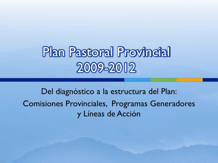 plan pastoral provincial 2009 2012