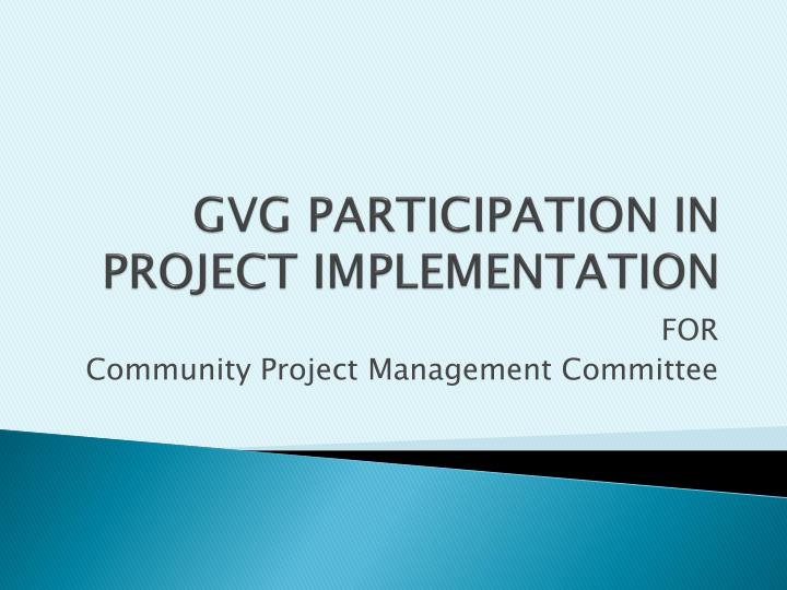 gvg participation in project implementation