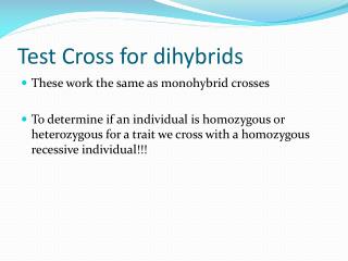 Test Cross for dihybrids