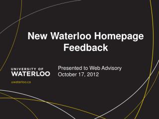 New Waterloo Homepage Feedback