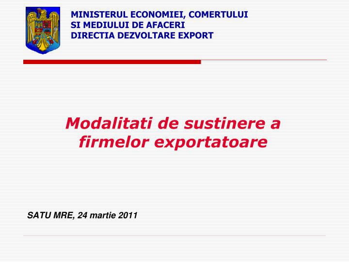 modalitati de sustinere a firmelor exportatoare