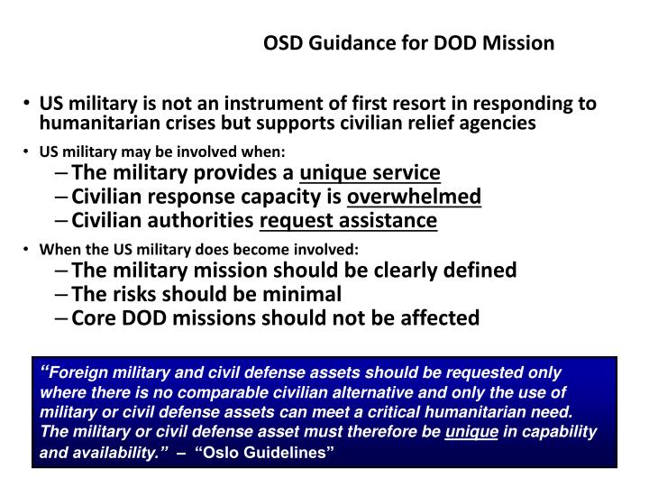 osd guidance for dod mission